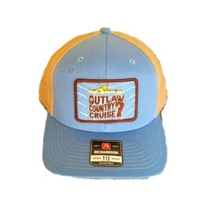 NWOT Official Artist of Outlaw Country Cruise 7 blue trucker hat (2023)